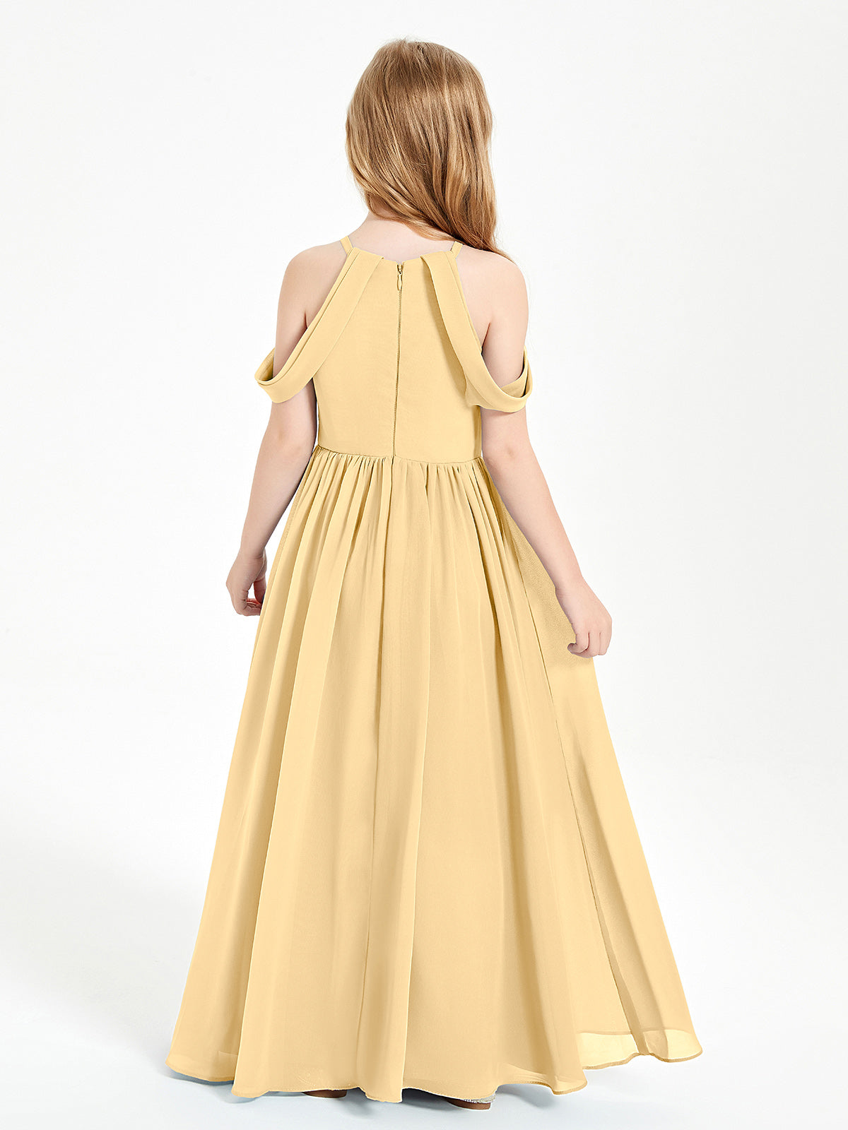 Dreamy Off the Shoulder Bridesmaid Gown for Junior Gold